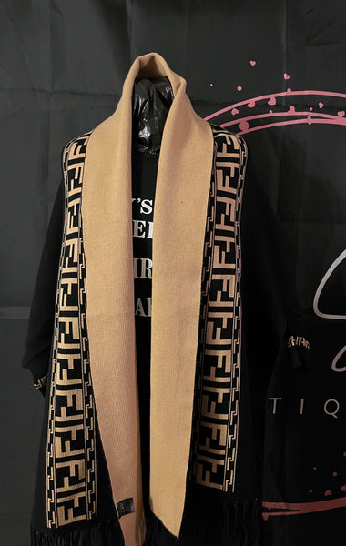 “HOLLYWOOD SHAWL”, BLACK/TAN