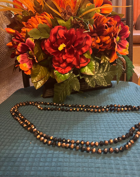 LONGLINE NECKLACE , BRONZE-BLACK OMBRÉ