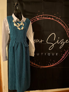 CUTE CORDS DRESS, TEAL BLUE