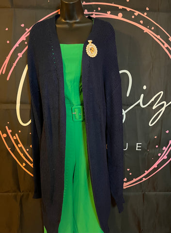 RELAXED CARDIGAN, NAVY