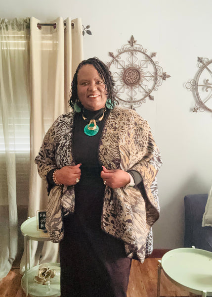 “OPEN SHAWL “, ANIMAL PRINT