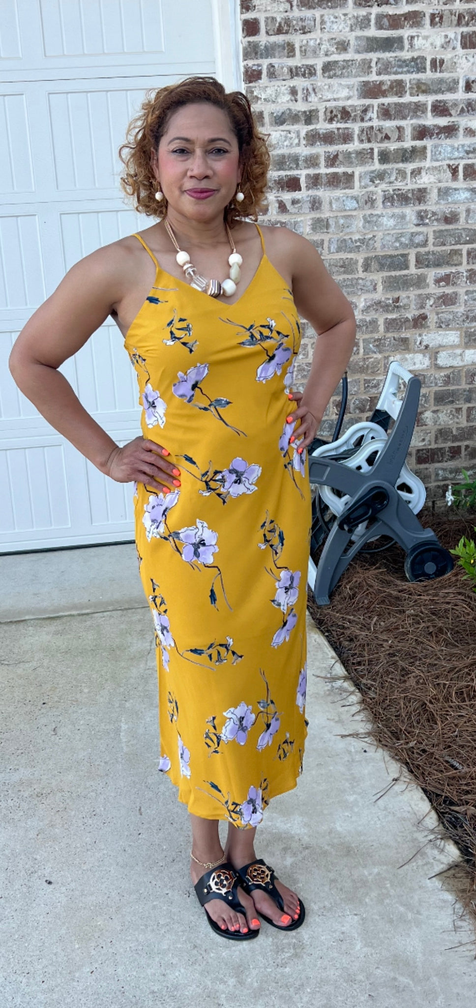 “ROMANTIC FLORALS”, MUSTARD DRESS