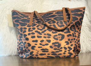 "LEOPARD TOTE BAG", BROWN