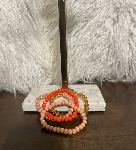 "CRYSTAL BEADS BRACELET ", CORAL ORANGE