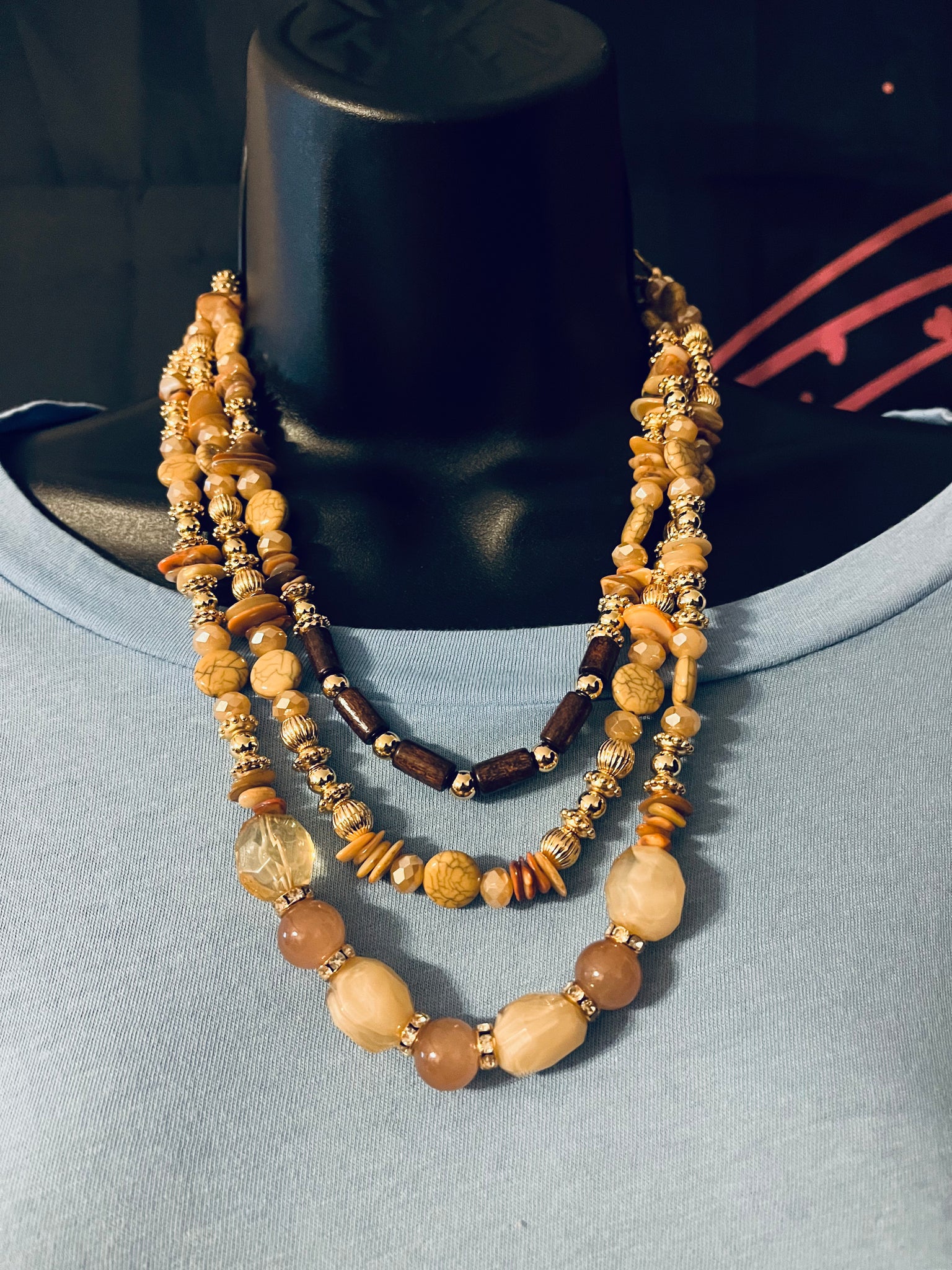 "MIXED BEADS", LIGHT BROWN
