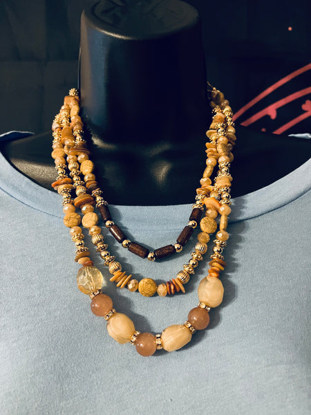 "MIXED BEADS", LIGHT BROWN