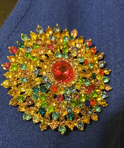 "SUNBURST STONES", BROOCH