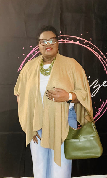 “CHIC PONCHO WRAP”, TAUPE