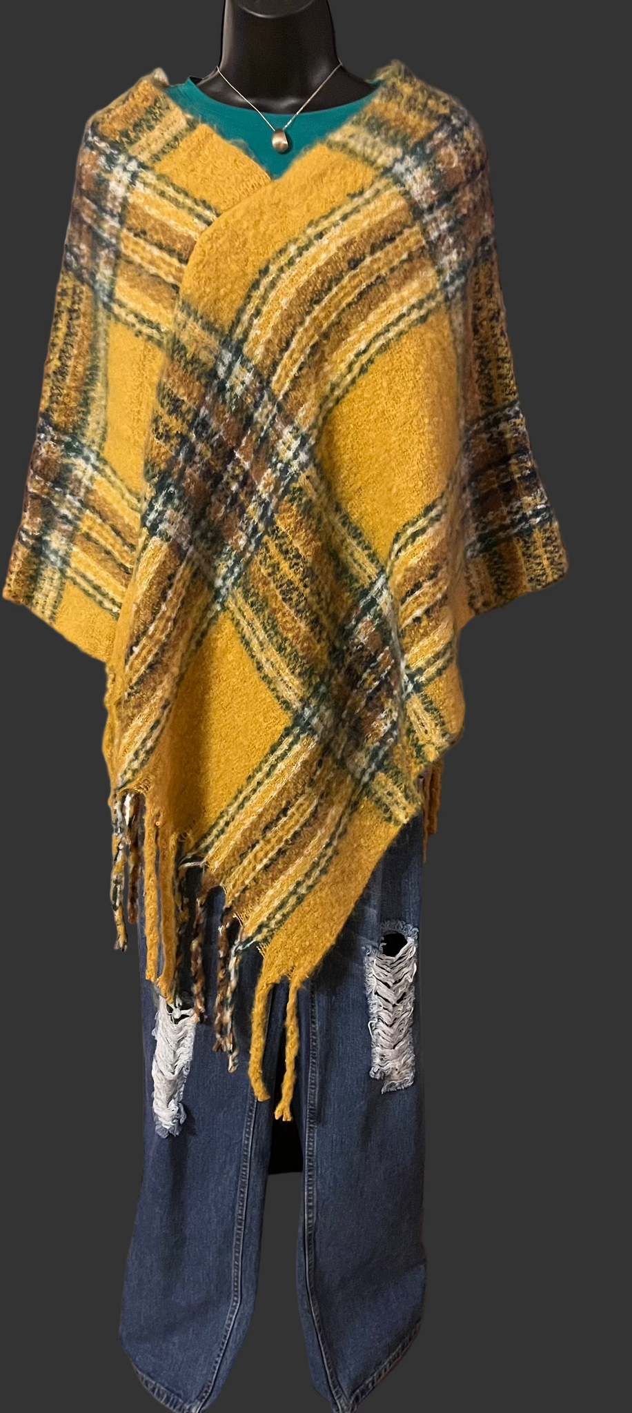 “FALL FRENZY PONCHO”, GOLDEN MUSTARD
