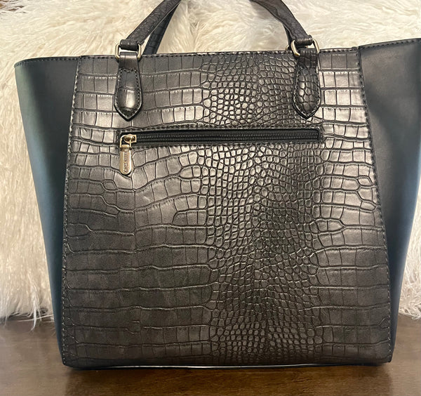 "ELLEN'S CROCO TOTE" OFF BLACK